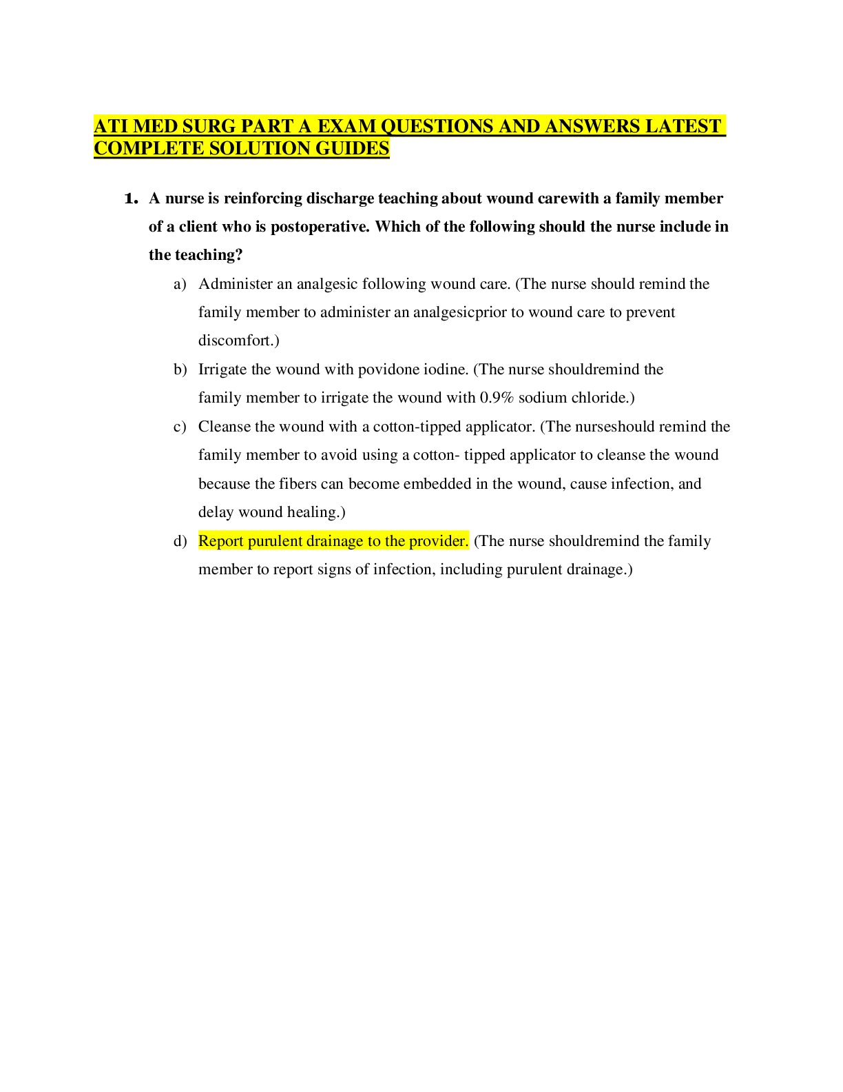 Preview image for ATI MED SURG PART A EXAM QUESTIONS AND ANSWERS LATEST COMPLETE SOLUTION GUIDES